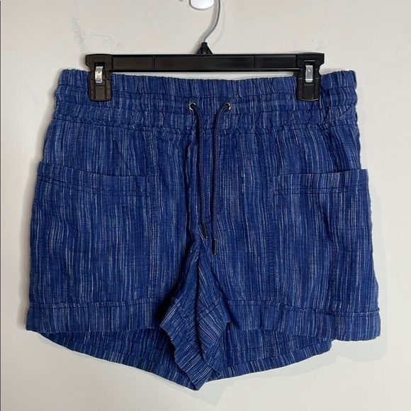 Athleta | Women’s Blue Cabo Linen Textured Shorts Size 4 - Picture 2 of 6